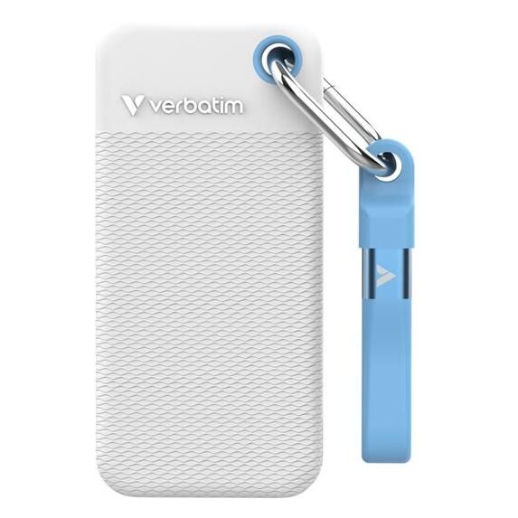 Verbatim Pocket - Color Edition - SSD - 2 To - porte-clé avec attachement à câble - externe (portable) - M.2 - USB 3.2 Gen 2 (USB-C connecteur) - blanc