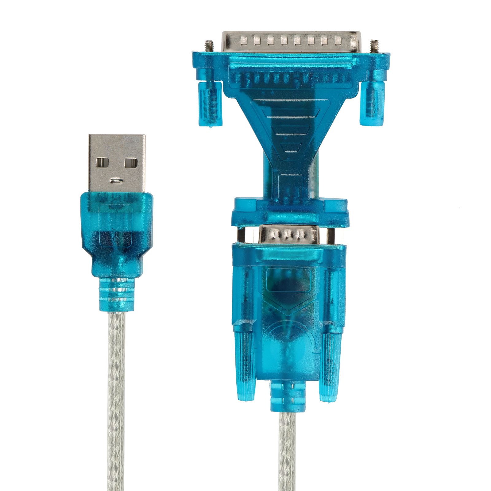 Adaptateur USB 2.0 vers DB25 et DB9 LinQ Bleu clair
