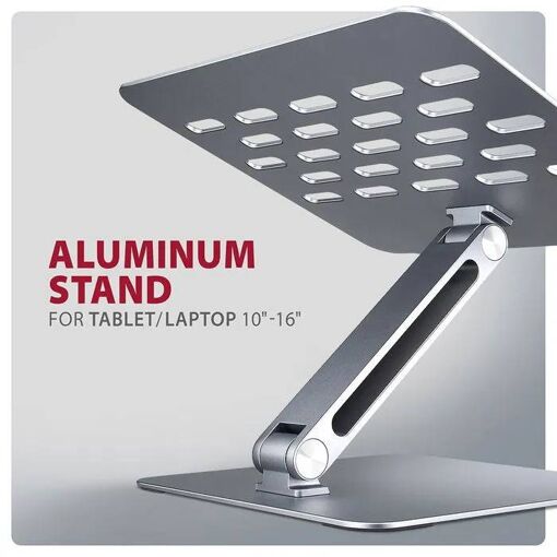 Soporte para portátil Axagon - STND-LQ ALUMINIO - Ajustable y plegable - Antiarrastre