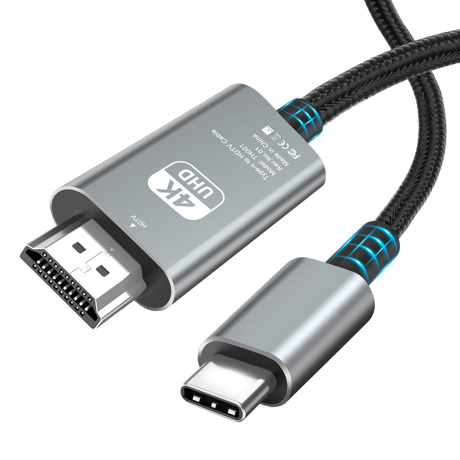 MEVRONISSHOP-Câble USB C vers HDMI, 2M 4K 60HZ Cable HDMI Ultra Haut Débit UHD Compatible avec i-Phone 15 Series, MacBook Pro/Air, Mac Mini, iPad Pro/Air/Mini, Galaxy S23/S22/S21
