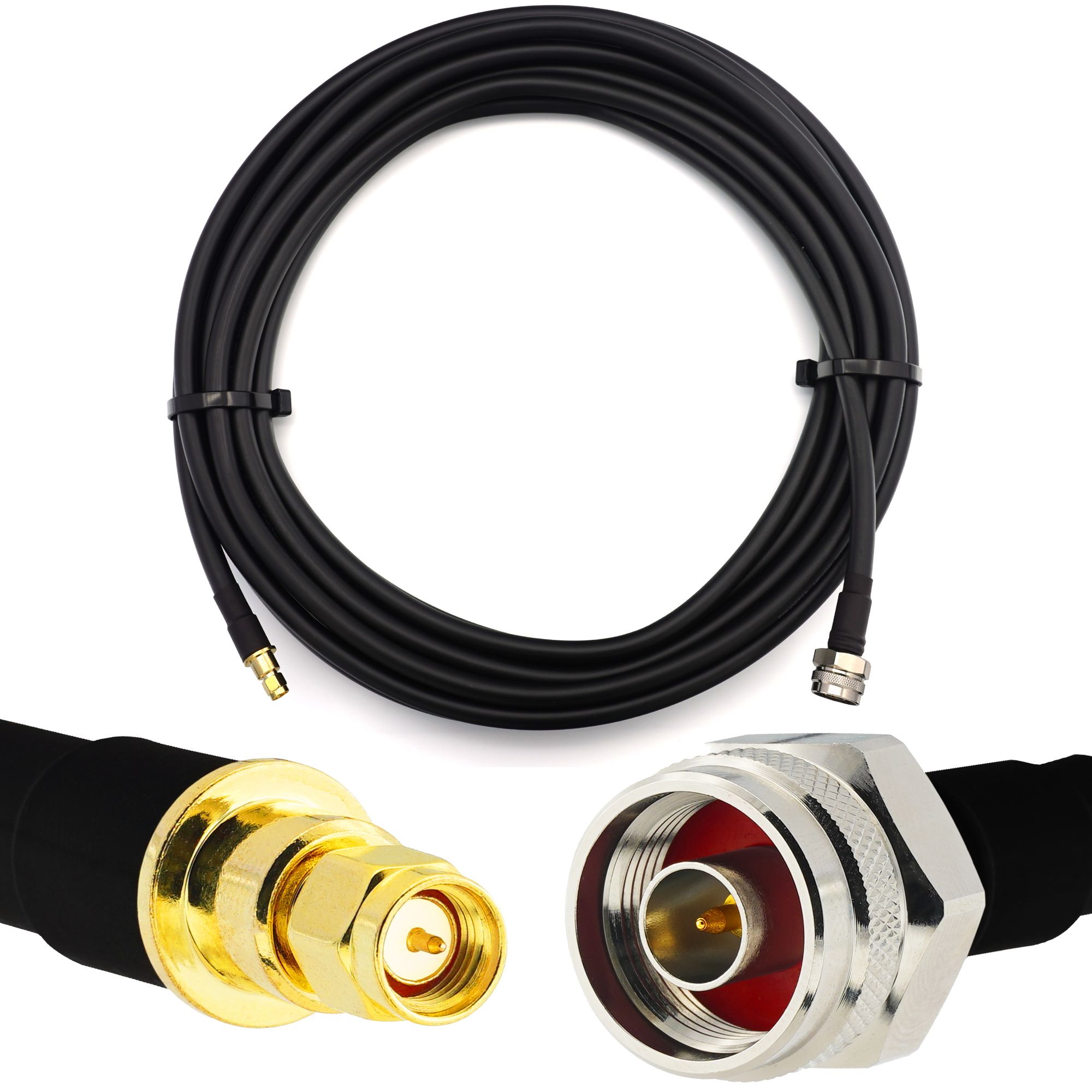 20m N mâle (Hex) vers SMA mâle câble coaxial étanche IP67 - HF400 Flexible 50 Ohm Câble d'extension (équivalent LMR400 UF UltraFlex) - pour WiFi LTE 4G 5G Mobile Wireless Routeur Antenne