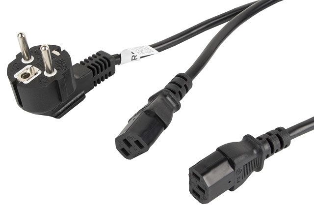 Câble d'alimentation lanberg schuko cee 7/7 vers 2x iec320 c13 2m