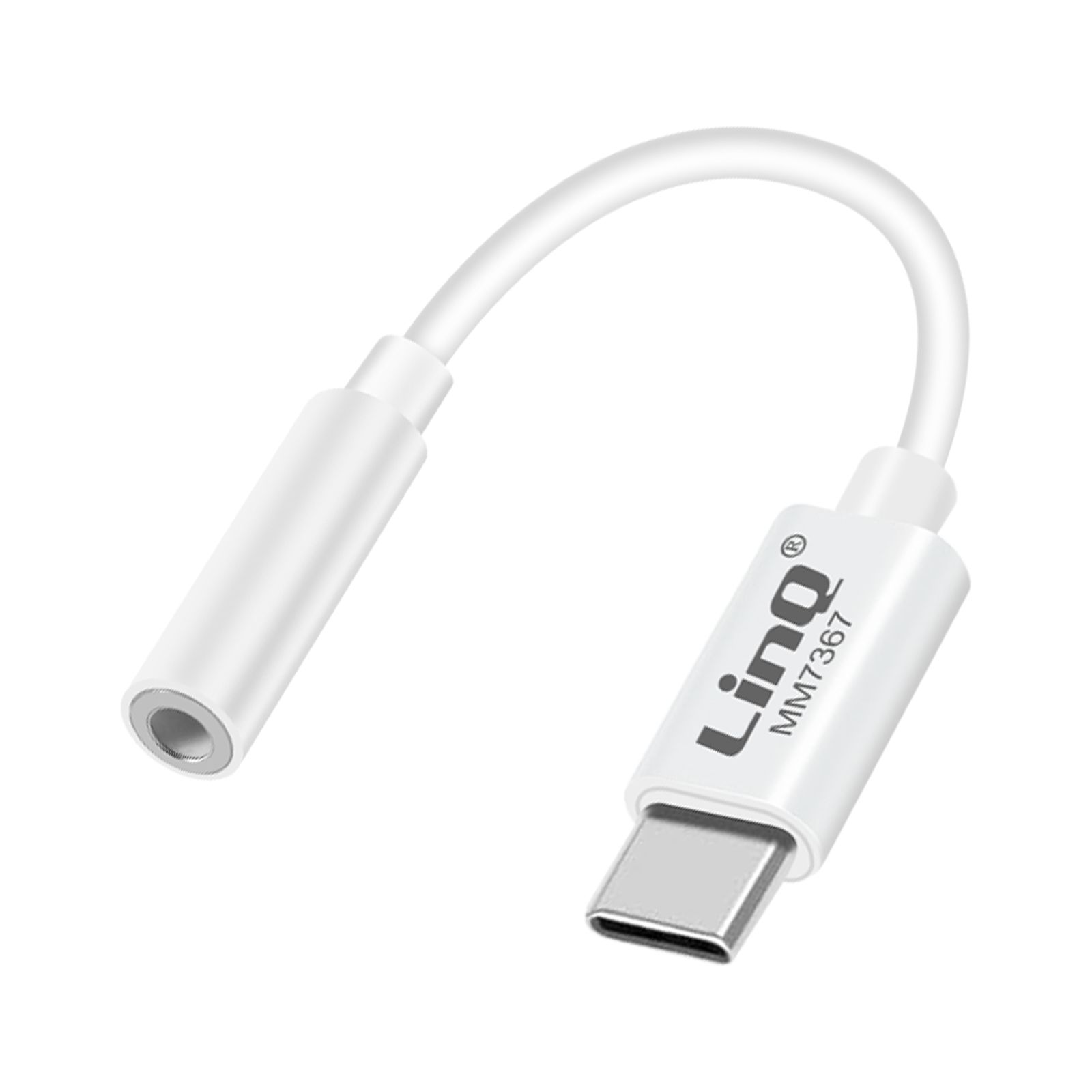 Adaptateur Audio USB C vers Jack 3.5mm Compatible commande vocale LinQ Blanc