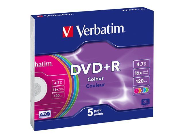 Verbatim Colours - 5 x DVD+R - 4.7 Go 16x