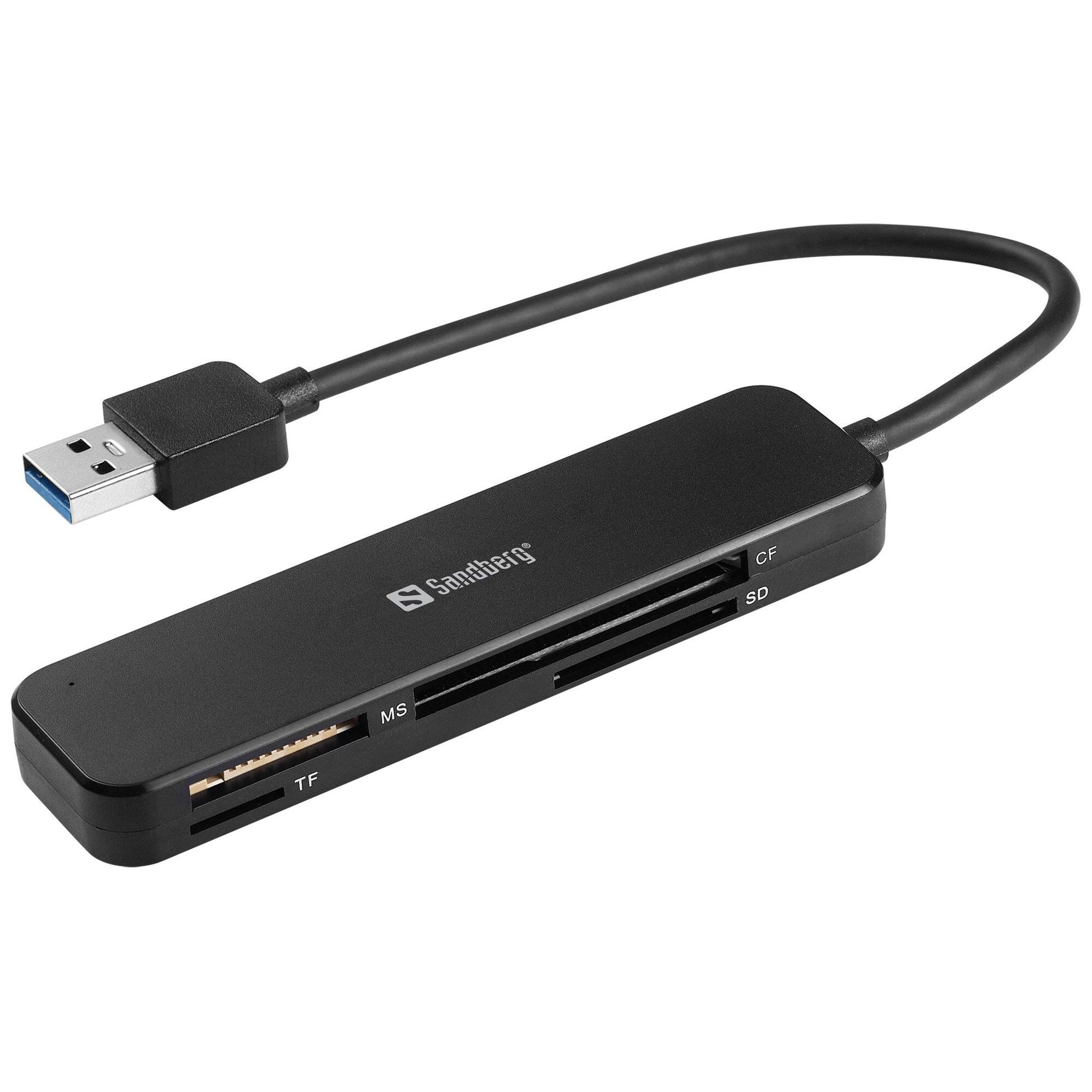 Sandberg 134-32 lecteur de carte mémoire USB 3.2 Gen 1 (3.1 Gen 1) Noir