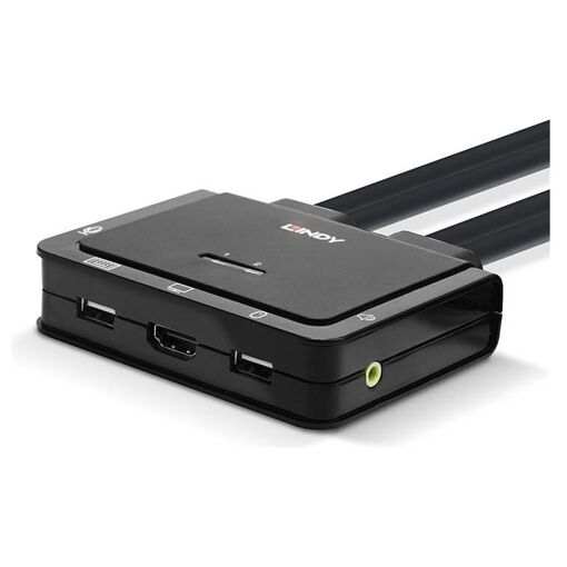 Conmutador KVM Lindy de 2 puertos HDMI, USB-C y audio