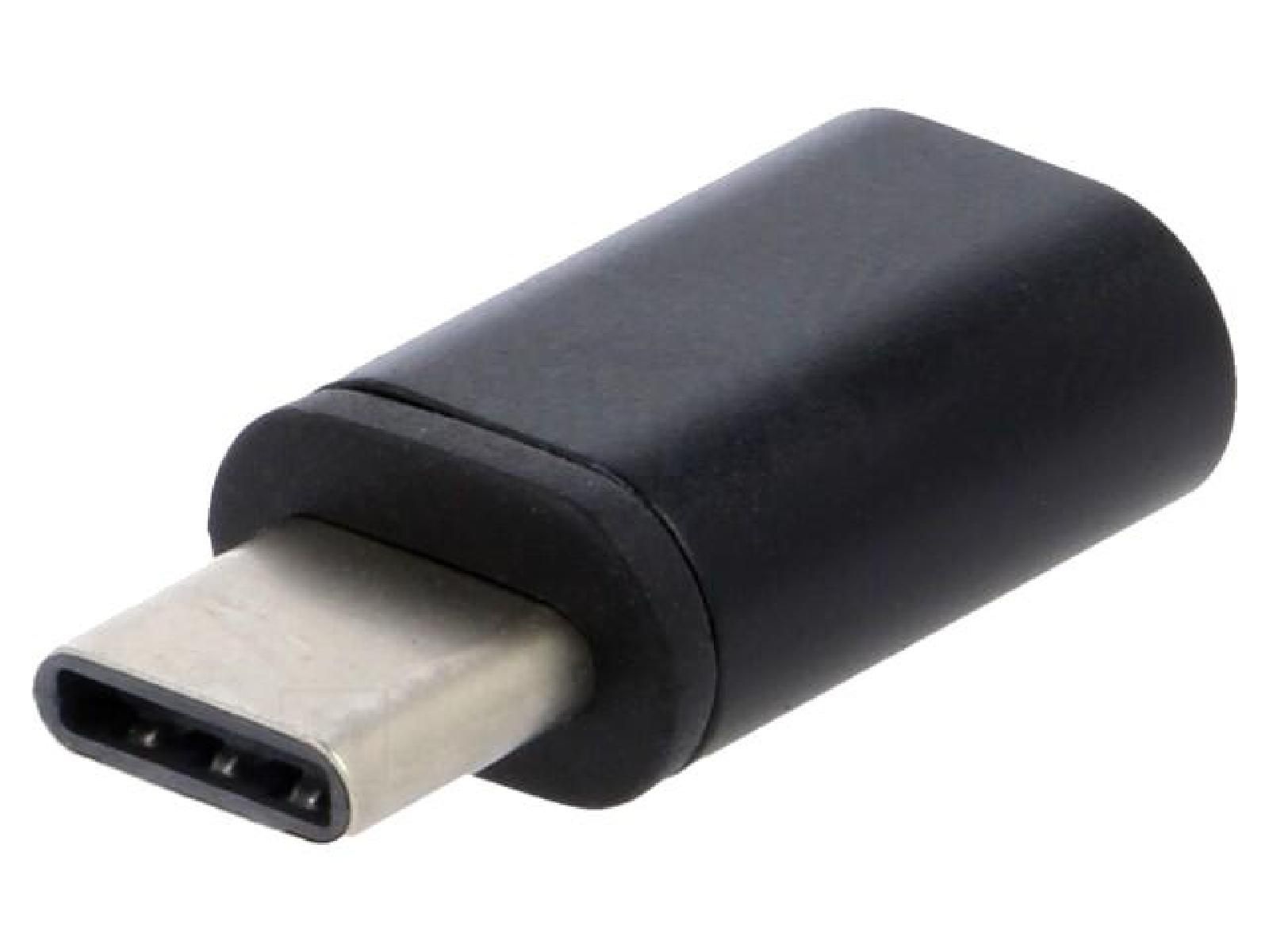 Adaptateur USB 2.0 USB B micro femelle vers USB C male noir