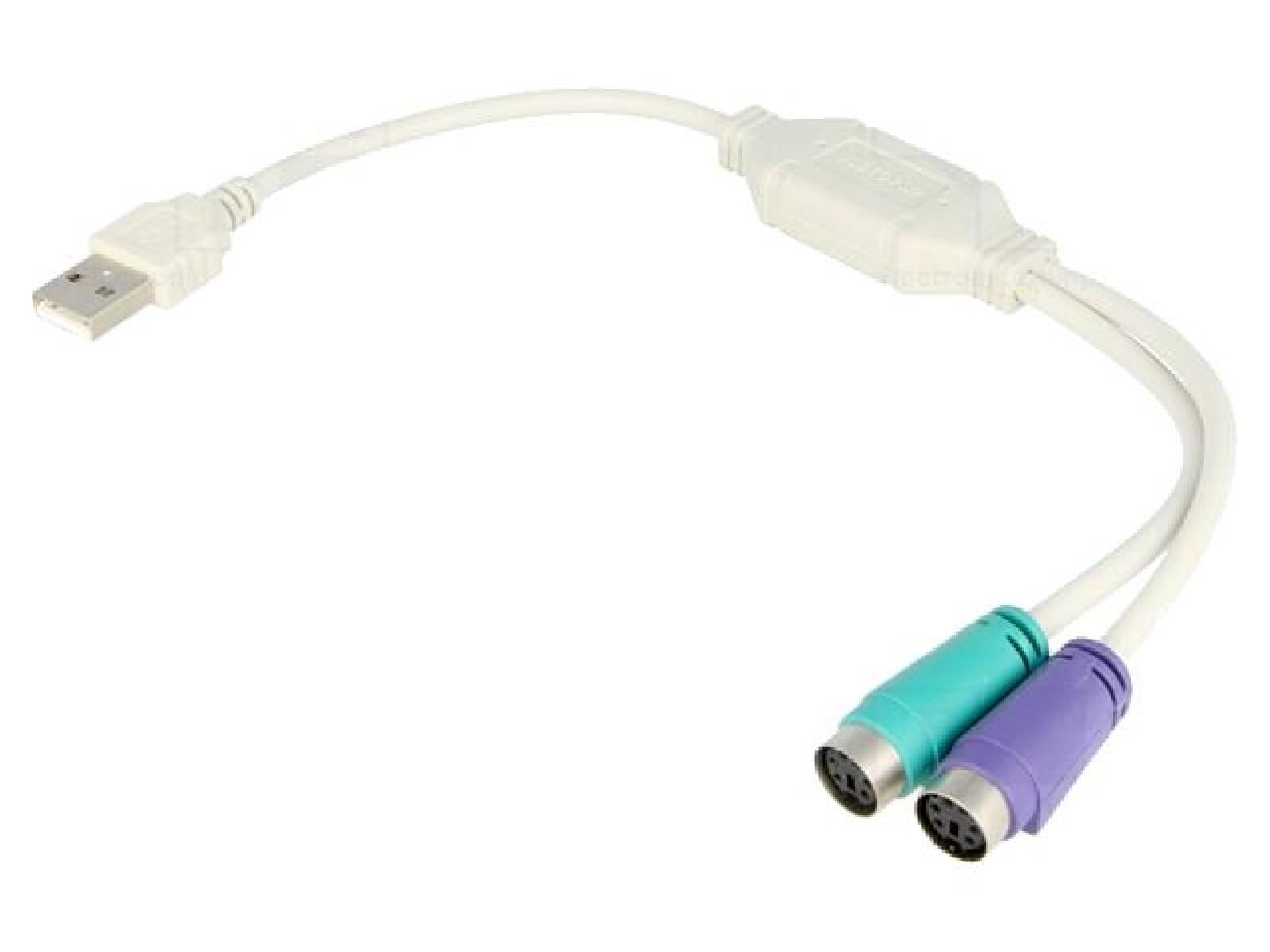 Adaptateur USB PS2 femelle x2 USB A prise male - Blanc