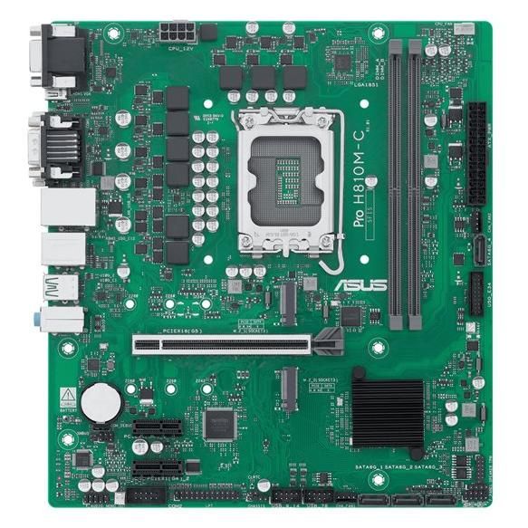 ASUS PRO H810M-C-CSM - Carte-mère - micro ATX - Socket LGA1851 - H810 Chipset - USB-C 3.2 Gen 1, USB 3.2 Gen 2, USB 3.2 Gen 1 - Gigabit LAN - carte graphique embarquée (unité centrale requise) - audio HD (8 canaux) - ASUS Corporate Stable Model...