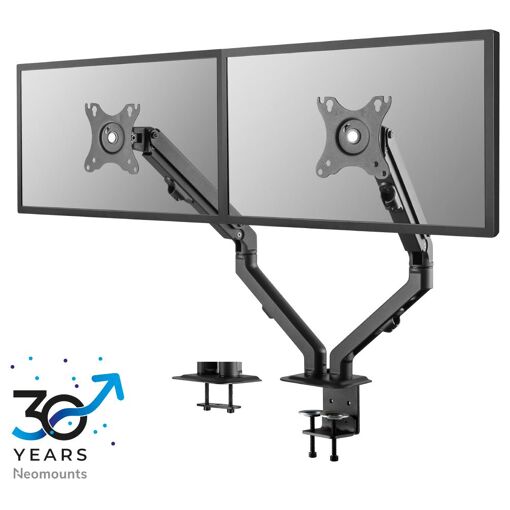 Soporte de escritorio Neomounts FPMA-D650DBLACK para dos pantallas - Resorte helicoidal