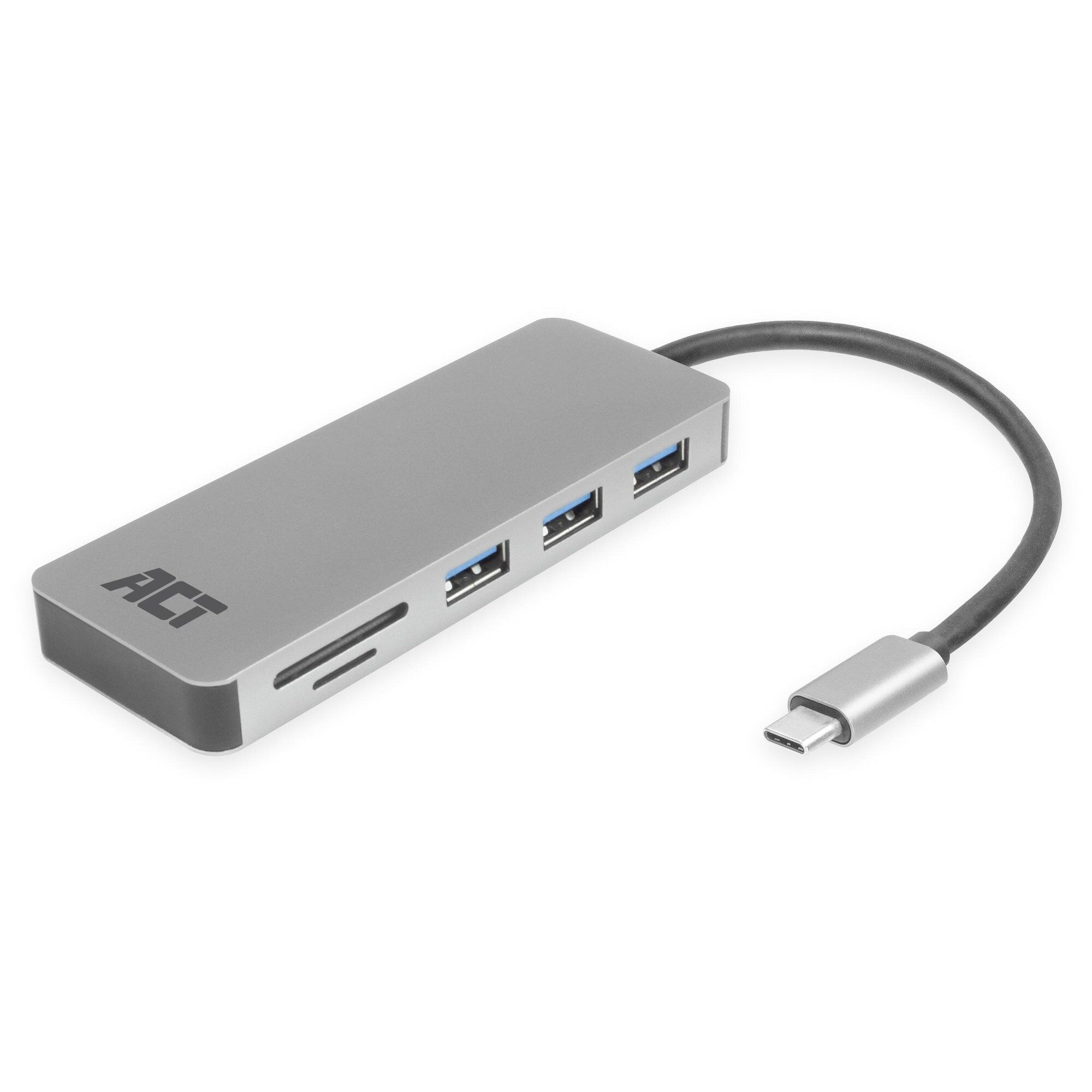 ACT AC7050 hub & concentrateur USB 3.2 Gen 1 (3.1 Gen 1) Type-C 5000 Mbit/s Gris