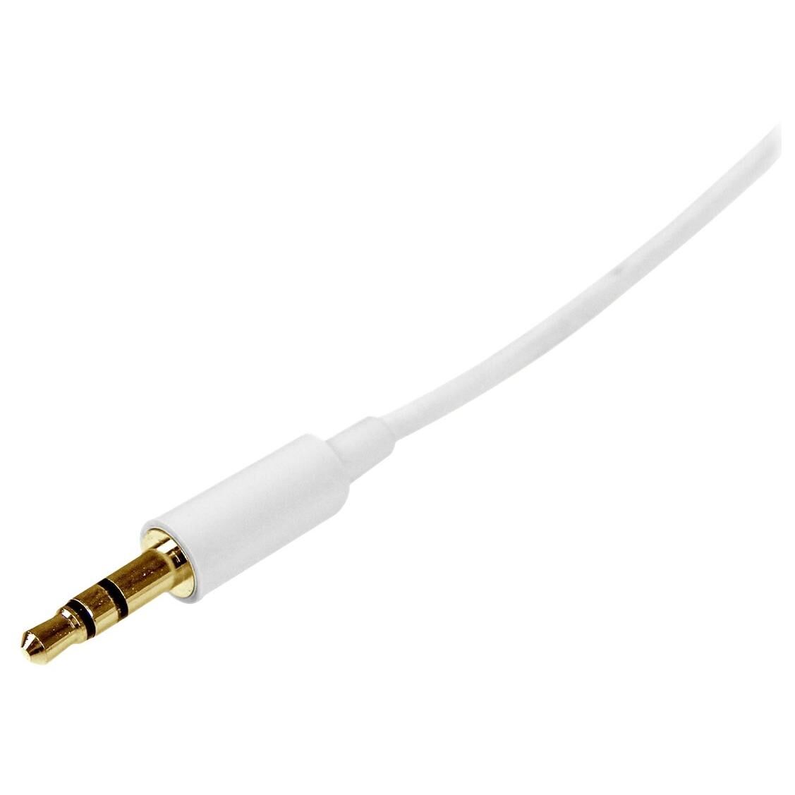 Startech Câble Audio Stéréo Mini-Jack 3.5mm Slim de 1 m M/M - Cordon Audio Jack - Câble pour Casque - 2x 3.5mm Mini-Jack (M)- Blanc - Câble audio - mini-phone stereo 3.5 mm mâle pour mini-phone stereo 3.5 mm mâle - 1 m - blanc