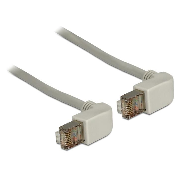 Delock - Cordon de raccordement - RJ-45 (M) pour RJ-45 (M) - 1 m - SFTP - CAT 5e - moulé, connecteur à 90 ° - gris