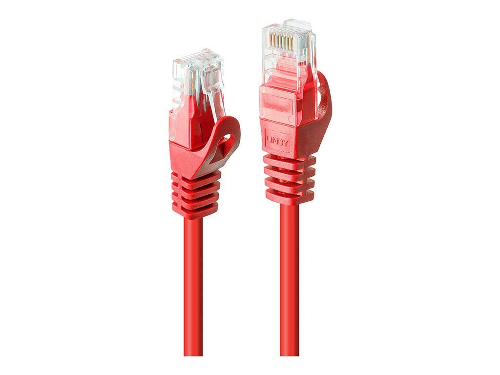 Lindy Basic - Cordon de raccordement - RJ-45 (M) pour RJ-45 (M) - UTP - CAT 6 - moulé, sans crochet - rouge