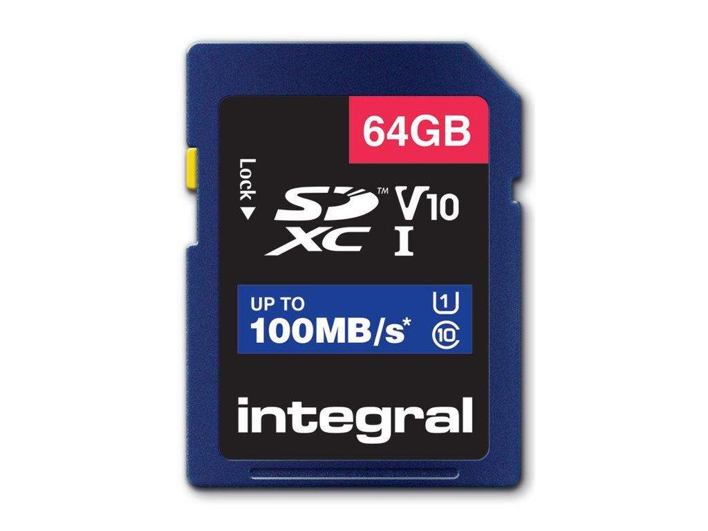 Integral - Carte mémoire flash - 64 Go - Video Class V10 / UHS-I U1 / Class10 - SDXC UHS-I