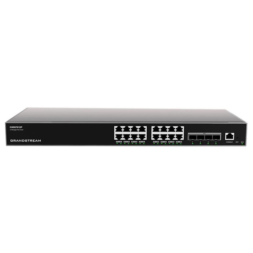 Grandstream Networks GWN7812P commutateur réseau Géré L3 Gigabit Ethernet (10/100/1000) Connexion Ethernet, supportant l'alimentation via ce port (PoE) Gris