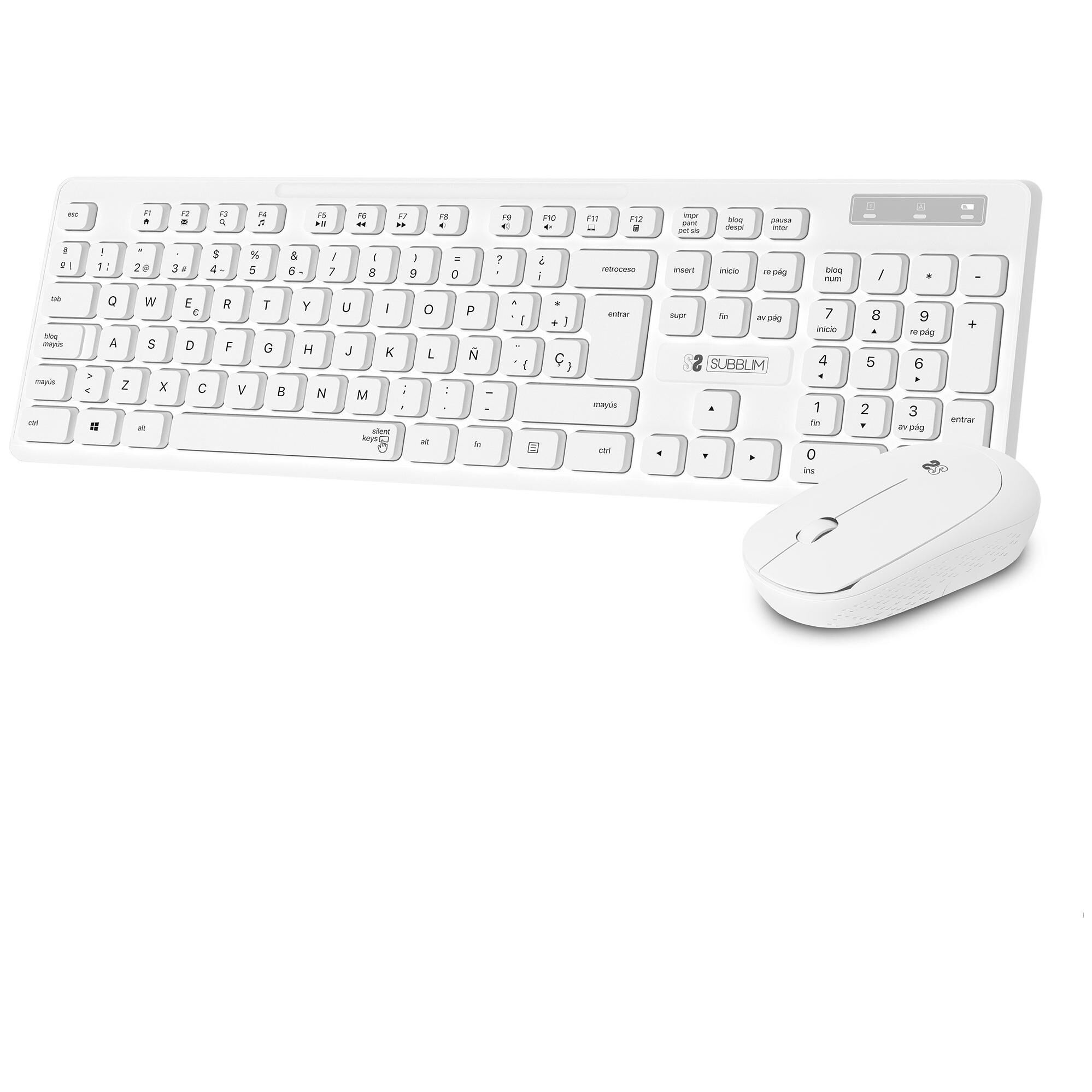 SUBBLIM SUBKBC-CSSW11 Pack clavier souris Universel RF sans fil QWERTY Espagnole Blanc