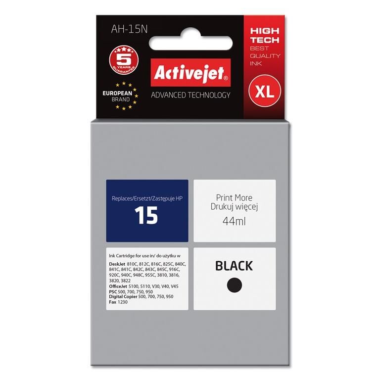 Activejet Encre AH-15N (remplacement HP 15 C6615N; Suprême; 44 ml; noir)