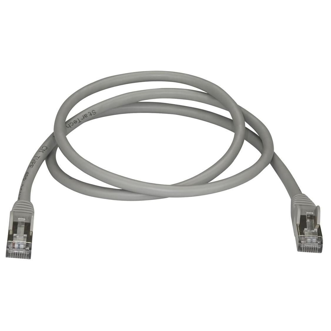 StarTech.com 1m CAT6A Ethernet Cable, 10 Gigabit Shielded Snagless RJ45 100W PoE Patch Cord, CAT 6A 10GbE STP Network Cable w/Strain Relief, Grey, UL Certified Wiring/TIA - Category 6A - 26AWG (6ASPAT1MGR) - Cordon de raccordement - RJ-45 (M)...