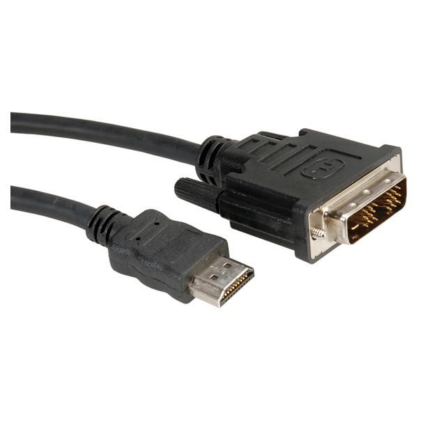 ROLINE Câble de raccordement pour écran DVI (18+1) M /HDMI M 1,0m