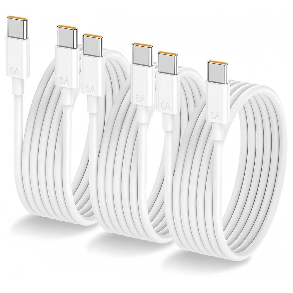 Lot de 3 Câble USB-C vers USB-C Rapide 65W 6A pour Redmi Note 13 Pro, Note 12/11/11S, Redmi 14C, 13, 13C, A3 - 1M Blanc - E.F.Connection