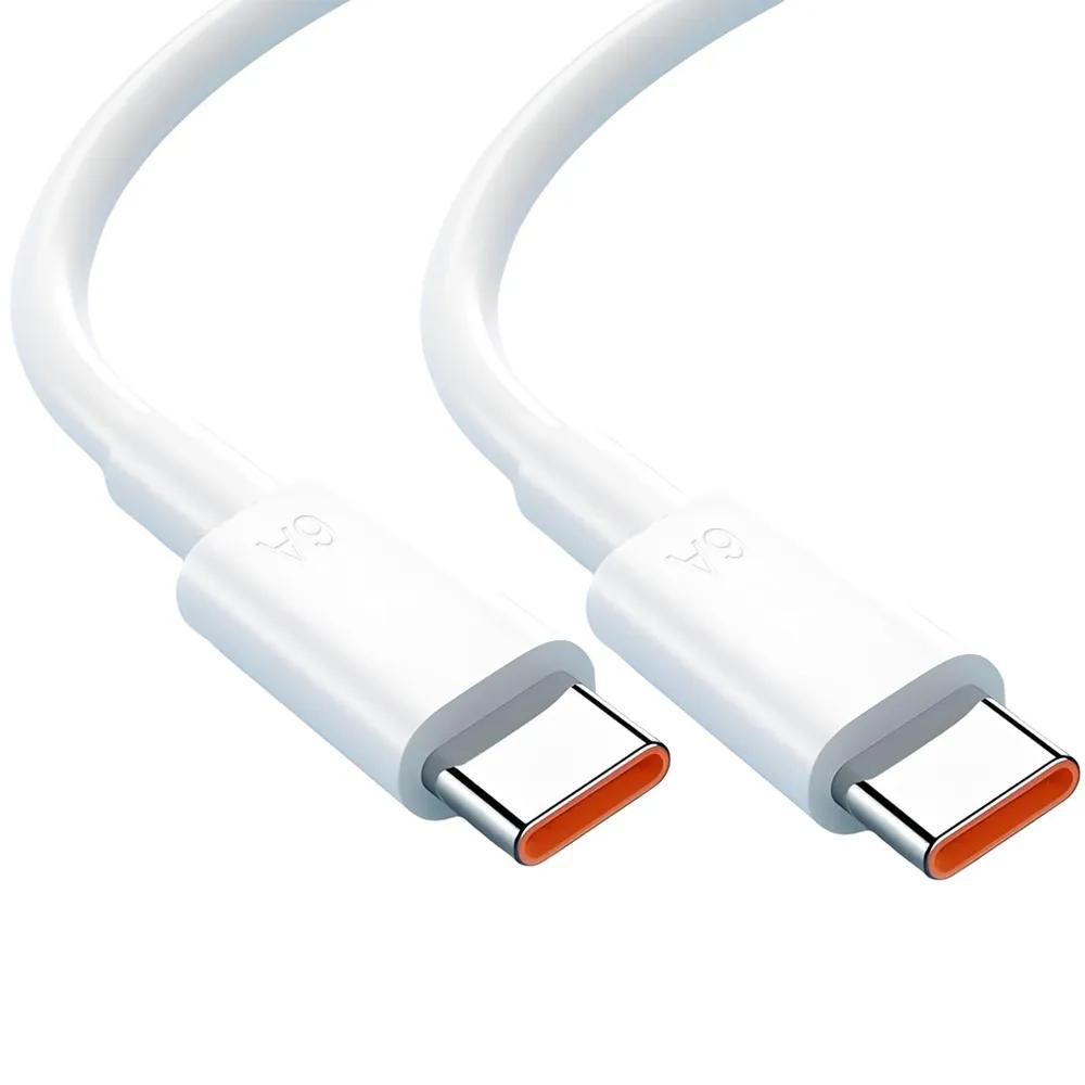 Câble USB-C vers USB-C Charge Rapide 6A 65W pour Redmi 14C, 13, 13C, A3, Redmi Note 14, Note 13 Pro, Note 12, Note 11 - Blanc 1M - E.F.Connection