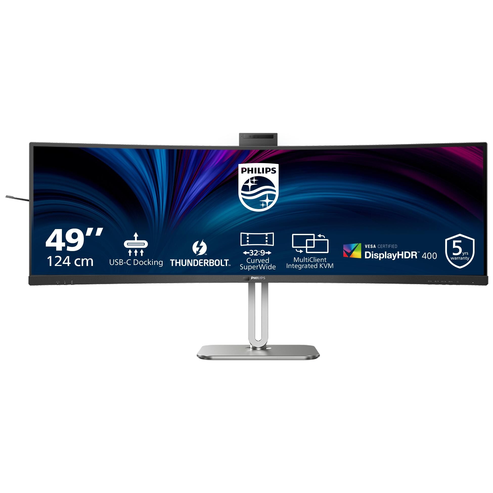Philips 49B2U6903CH - 6000 Series - écran LED - incurvé - 49" (48.8" visualisable) - 5120 x 1440 SuperWide @ 100 Hz - VA - 500 cd/m² - 3000:1 - DisplayHDR 400 - 4 ms - Thunderbolt 4, 2xHDMI, DisplayPort - haut-parleurs - argent