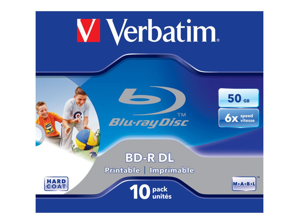 Verbatim - 10 x BD-R DL - 50 Go 6x - surface imprimable par jet d'encre - boîtier CD