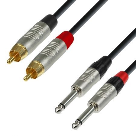 Adam Hall - K4TPC0150 - Câble Audio REAN 2 x RCA mâle vers 2 x Jack 6,35 mm mono - 1,50 m