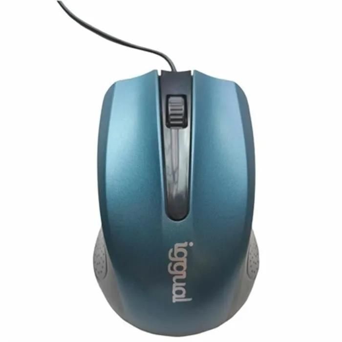 iggual COM-ERGONOMIC-RL-800DPI - Souris - ergonomique - droitiers et gauchers - optique - 3 boutons - filaire - USB - lead blue - boîte de suspension