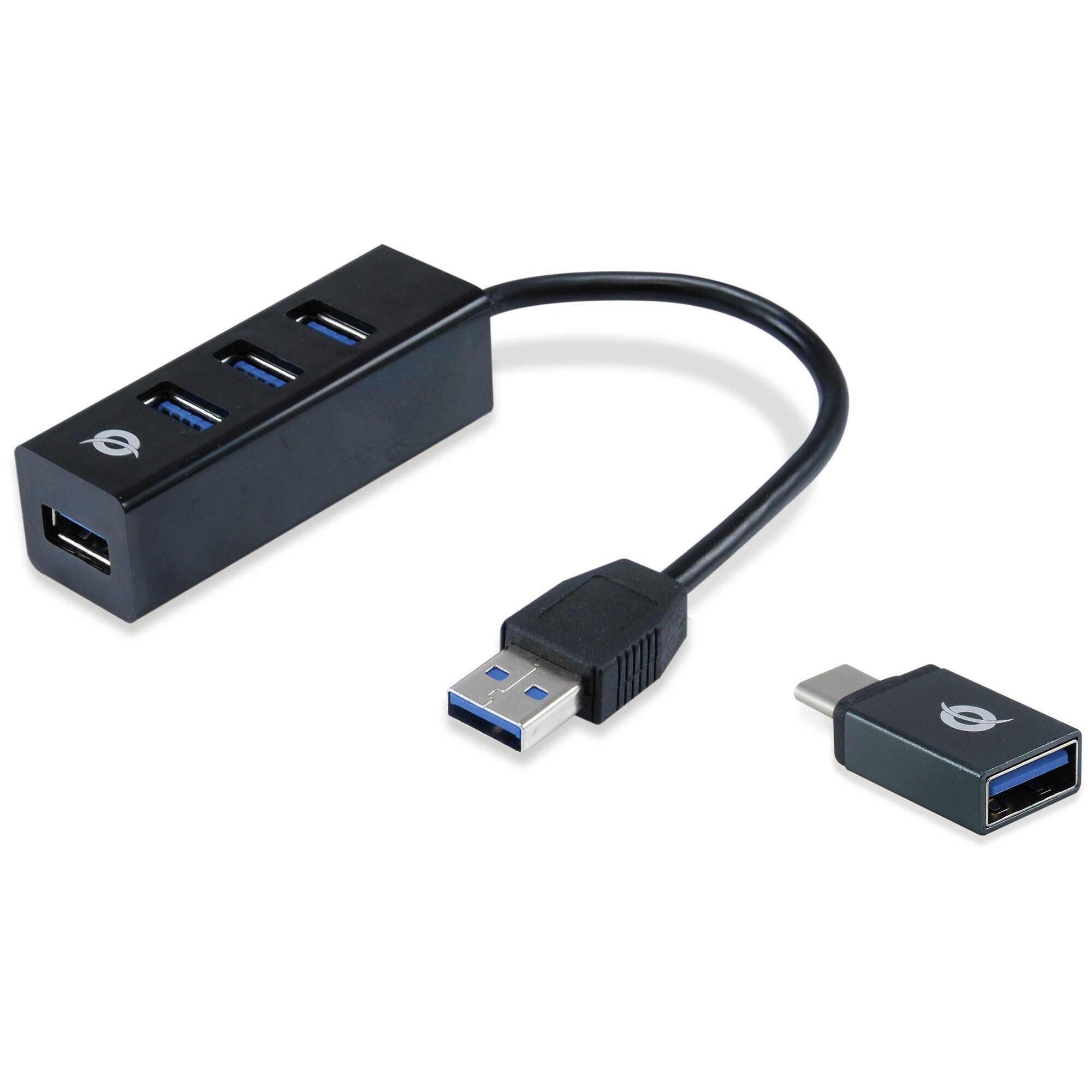 Conceptronic HUBBIES04B hub & concentrateur USB 3.2 Gen 1 (3.1 Gen 1) Type-A 5000 Mbit/s Noir