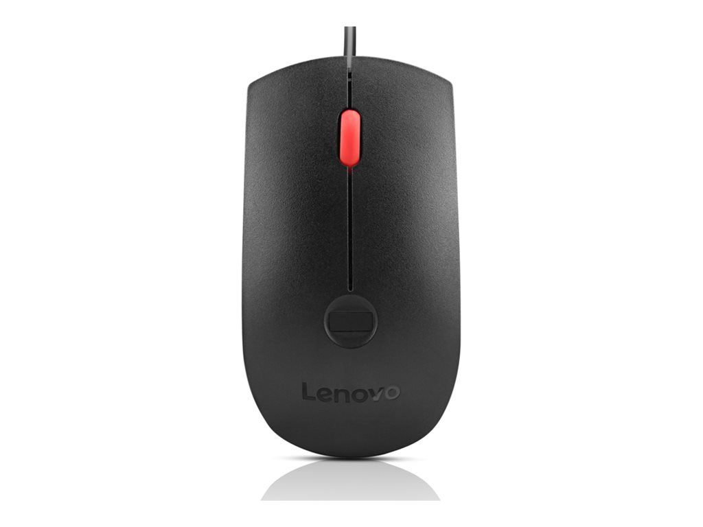 Lenovo - Souris - ergonomique - optique - 3 boutons - filaire - USB-A - noir - boîtier marron - CRU