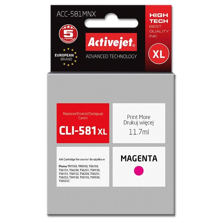 Activejet Encre ACC-581MNX (remplacement CLI-581M XL ; Supreme ; 11,70 ml ; rouge)