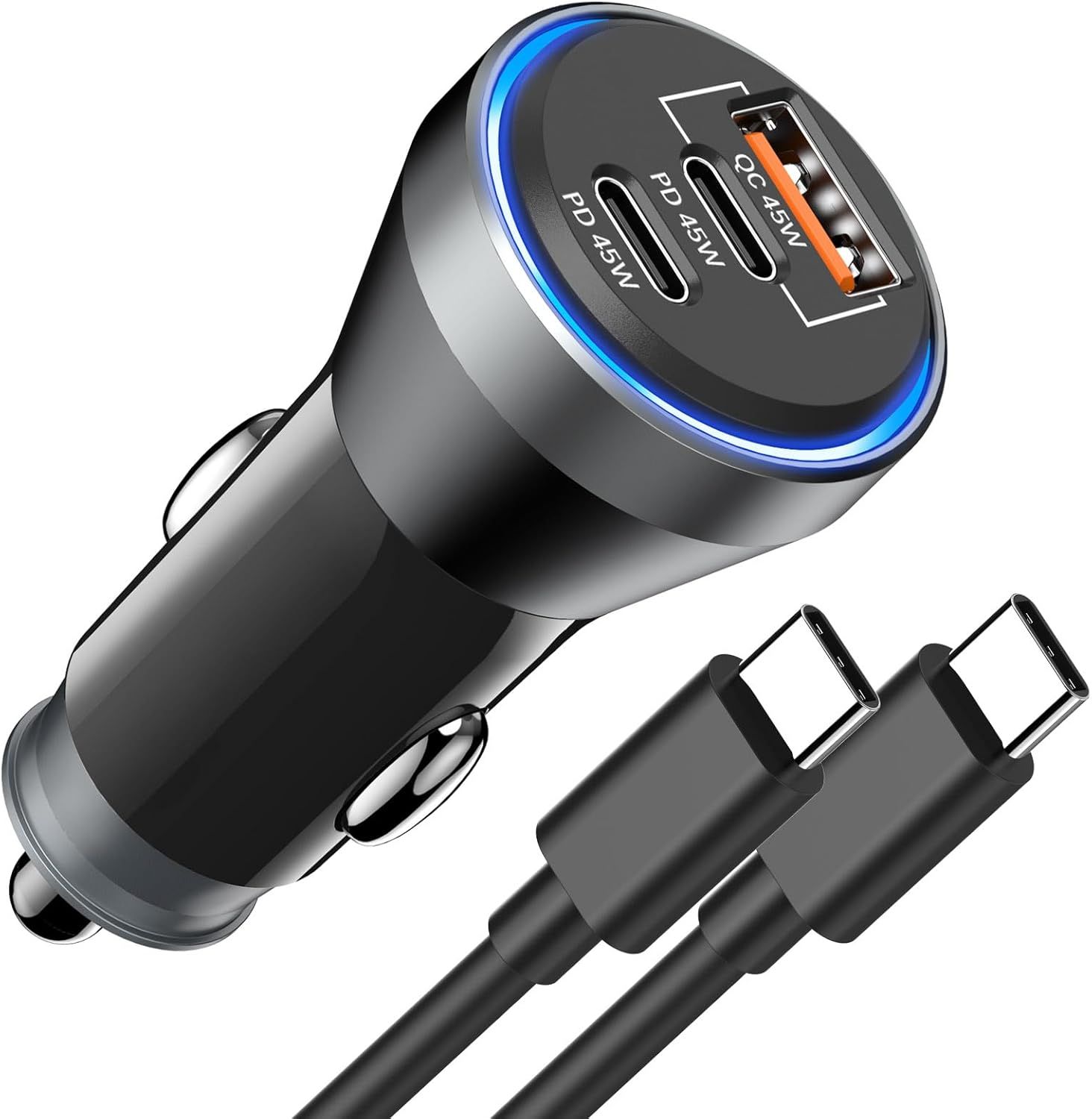 ELVORIX-Chargeur allume-cigare USB C 90 W, 3 ports, adaptateur de voiture USB C pour Samsung Galaxy S23, S22, S21, S20, iPhone 15 Pro