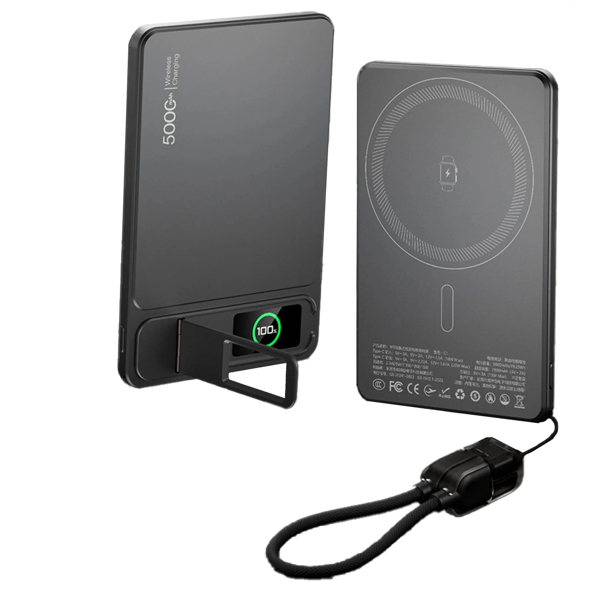 Magsafe Batterie Externe Magnétique 10000mah, Chargeur Sans Fil 15w, Charge Rapide Pd 20w - Gris