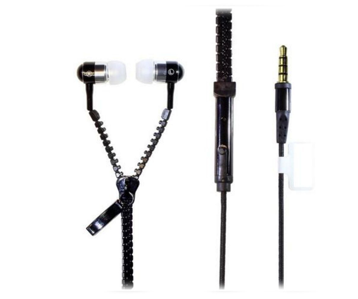 Style Stéréo Jack 3,5 Mm Avec Écouteurs Micro À Fermeture Éclair / Écouteurs Enroulés Avec Technologie Comfortfit2 Noir