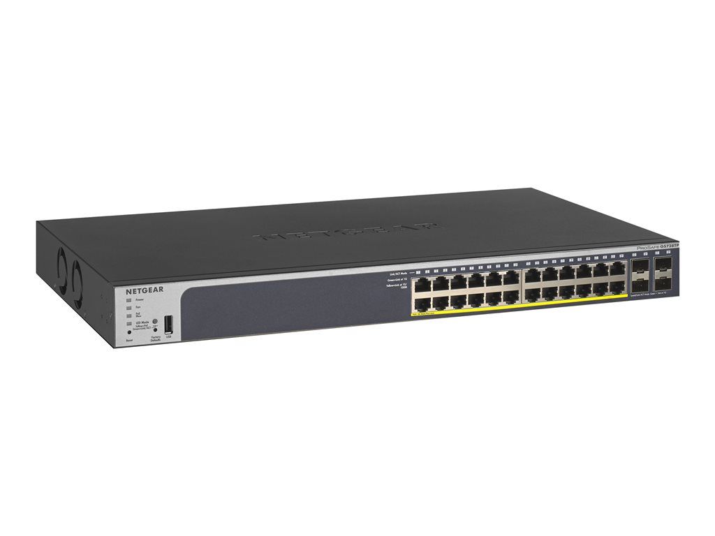 NETGEAR Smart GS728TP - V2 - commutateur - C3 - intelligent - 24 x 10/100/1000 (PoE+) + 4 x Gigabit SFP - Montable sur rack - PoE+ (190 W)