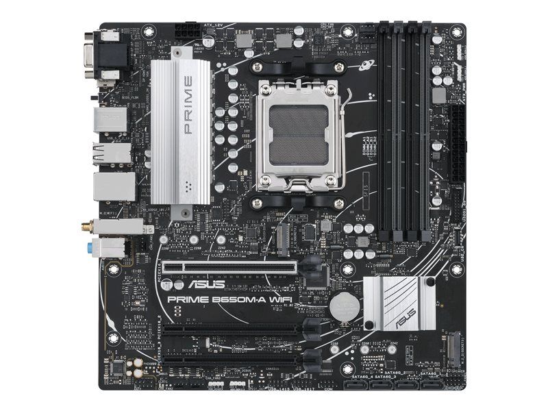 ASUS Prime B650M-A WIFI - Carte-mère - micro ATX - Socket AM5 - AMD B650 Chipset - USB 3.2 Gen 1, USB-C 3.2 Gen 1, USB 3.2 Gen 2 - 2.5 Gigabit LAN, Wi-Fi 6, Bluetooth - carte graphique embarquée (unité centrale requise) - audio HD (8 canaux)