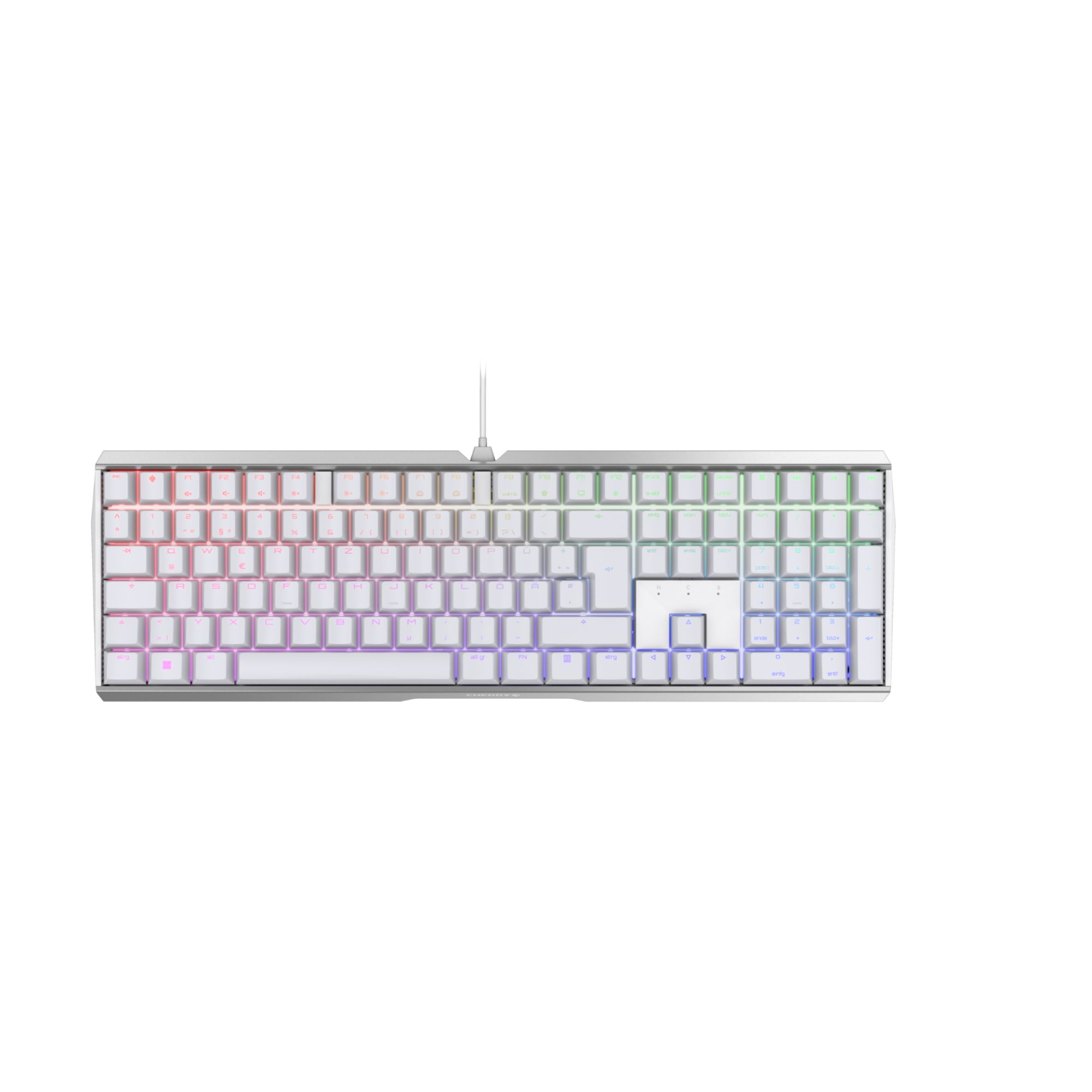 Cherry Clavier de jeu, USB, RVB, MX NOIR, blanc, FR