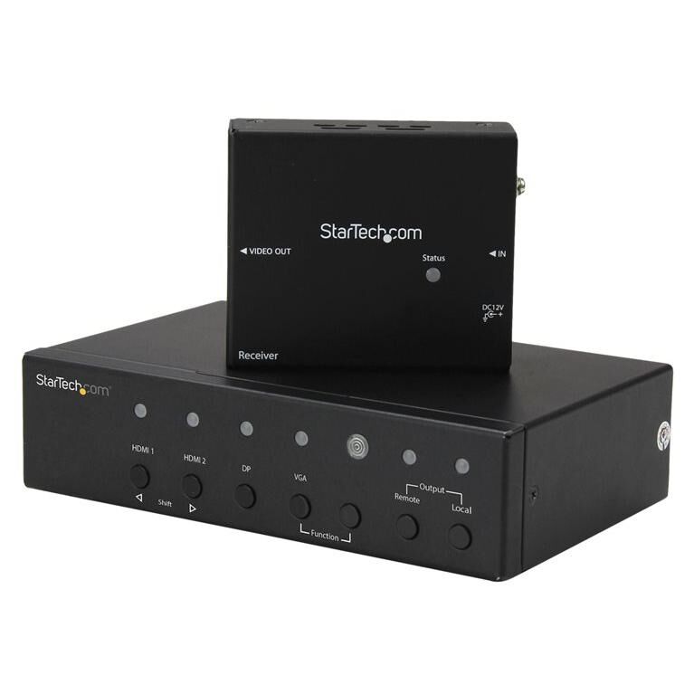StarTech.com Extendeur vidéo HDBaseT - Multi-entrées - HDMI VGA DisplayPort via Cat5e ou Cat6 - Étendeur HDBaseT avec switch intégré - 4K - Prolongateur audio/vidéo - HDMI - plus de CAT 5e/6 - jusqu'à 70 m