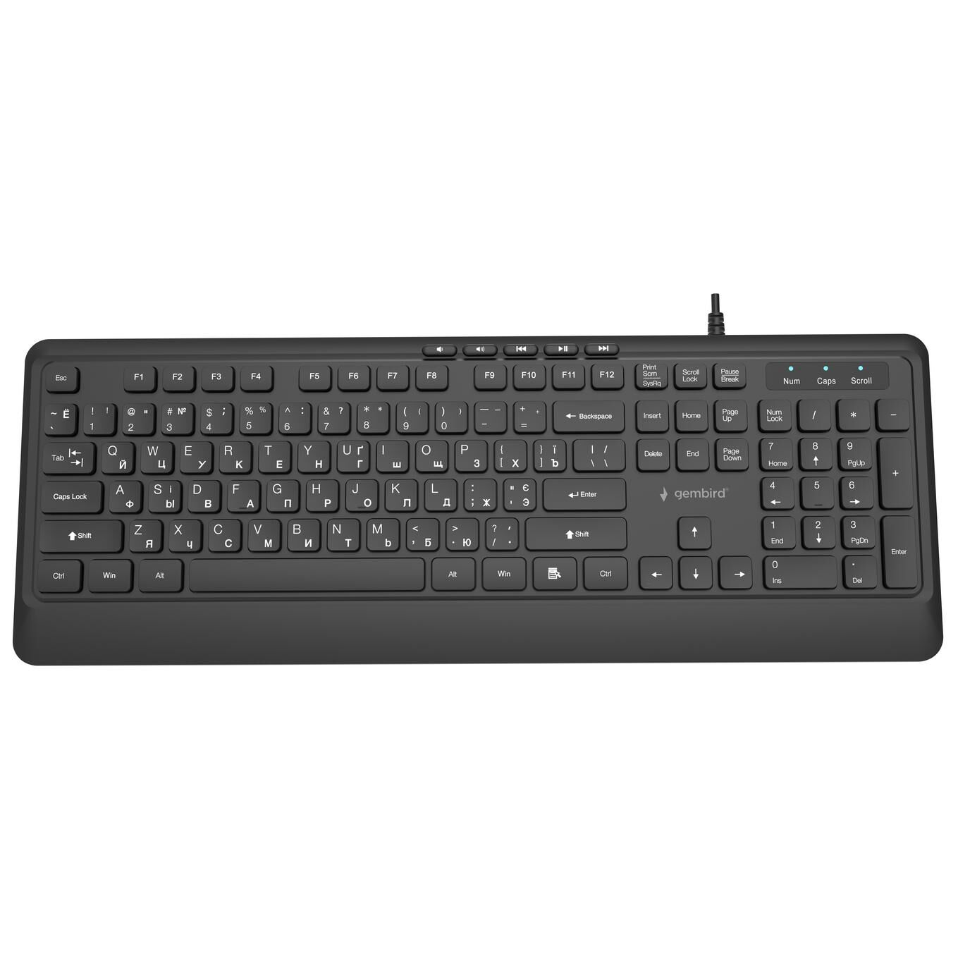 Gembird KB-MCH-05-CYRL clavier Universel USB QWERTY US International, Ukrainien, Russe Noir