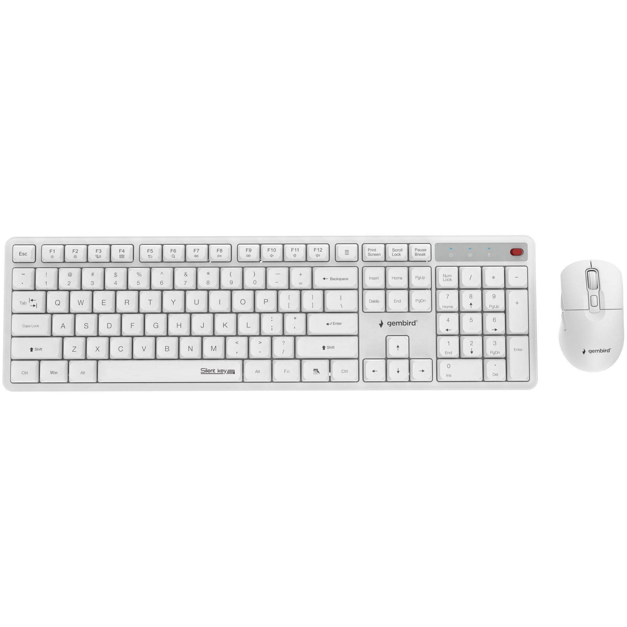 Gembird KBS-WMS-01-W Pack clavier souris Bureau RF sans fil QWERTY US International Blanc