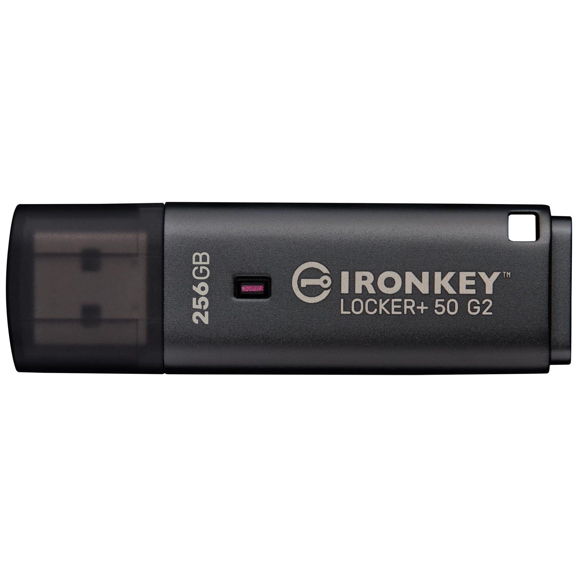 Kingston IronKey Locker+ 50 G2 - Clé USB - chiffré - 256 Go - USB 3.2 Gen 1 - Conformité TAA