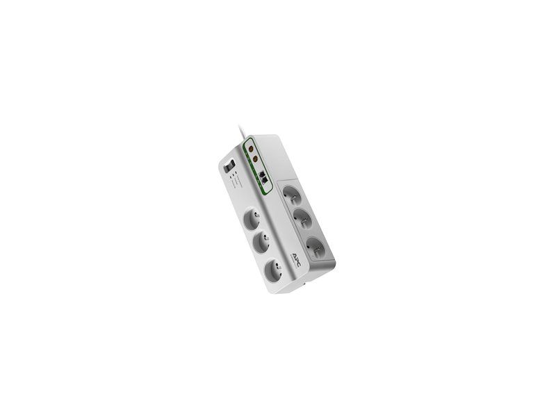 APC SurgeArrest Home/Office - Protection contre les surtensions - CA 230 V - 2300 watt - connecteurs de sortie : 6 - 3 m cordon - Belgique, France - blanc