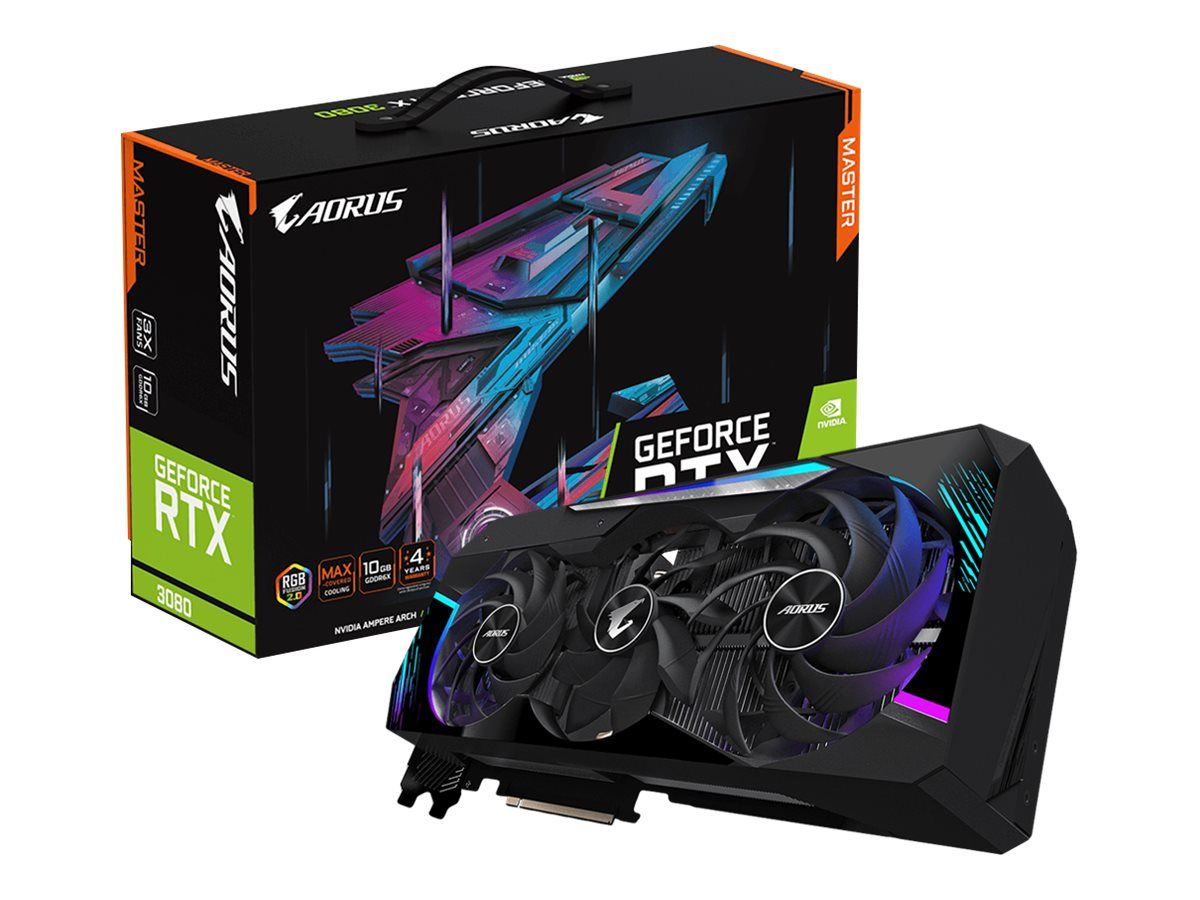 Gigabyte AORUS GeForce RTX 3080 MASTER 10G (rev. 2.0) - Carte graphique - GF RTX 3080 - 10 Go GDDR6X - PCIe 4.0 x16 - 3 x DisplayPort, 3 x HDMI