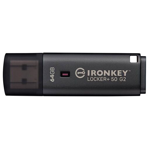 Kingston IronKey Locker+ 50 G2 - USB Drive - Encrypted - 64GB - USB 3.2 Gen 1 - TAA Compliance