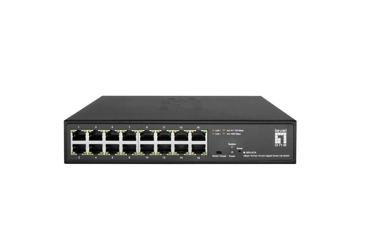 LevelOne GES-2216 Switch Smart Lite Gigabit Ethernet 16 Porte per Rack 10 Pollici