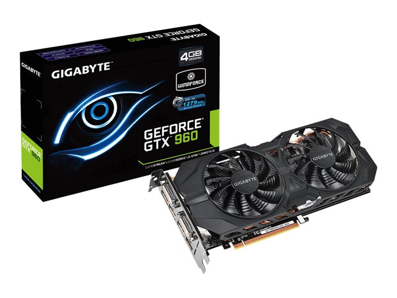 Gigabyte GV-N960WF2OC-4GD - Carte graphique - GF GTX 960 - 4 Go GDDR5 - PCIe 3.0 x16 - 2 x DVI, HDMI, 3 x DisplayPort