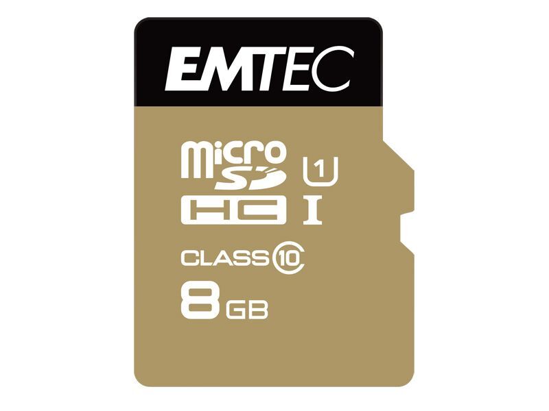 EMTEC Gold+ - Carte mémoire flash (adaptateur SD inclus(e)) - 8 Go - Class 10 - micro SD - or