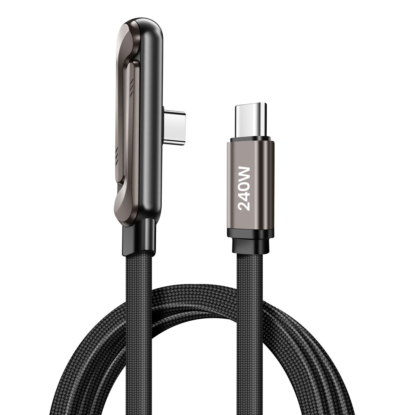 Câble USB-C vers USB-C Power Delivery 240W Conception Coudé 1.5m Noir